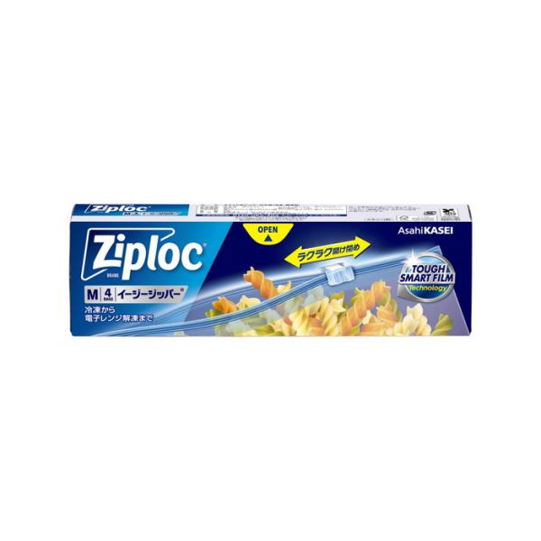 (×2個 配送おまかせ)旭化成 ジップロック Ziploc イージージッパー Mサイズ 4枚