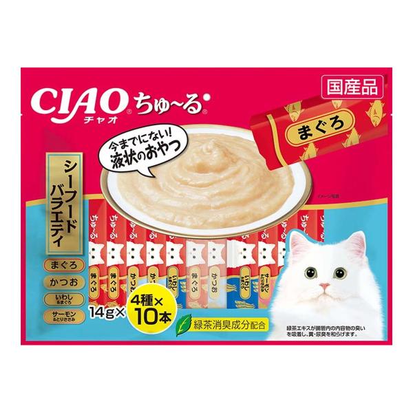 【送料無料・まとめ買い×8個セット】いなば CIAO チャオ ちゅーる シーフードバラエティ 40本...