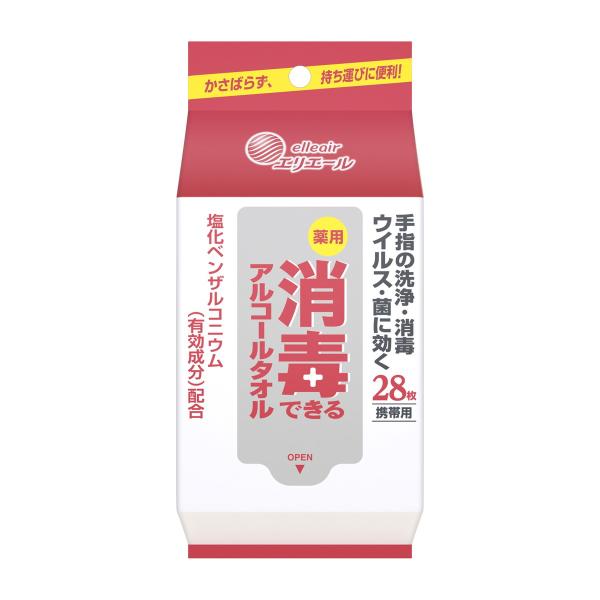 大王製紙 エリエール 薬用消毒できるアルコールタオル 携帯用 28枚（4902011733174） ...