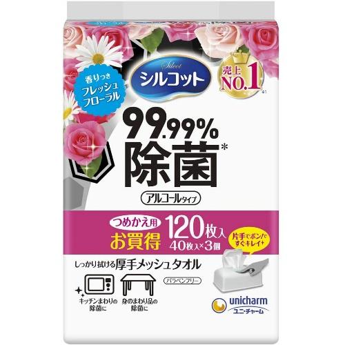 ユニ・チャーム シルコット　９９．９９％除菌　ＷＴ　ウエットティッシュ　替えフレッシュフローラルの香...