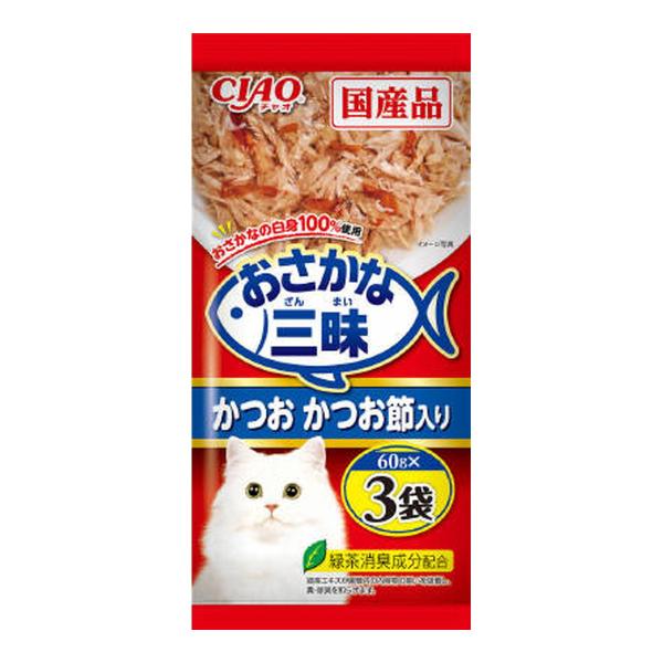 【送料無料・まとめ買い×16個セット】いなばペットフード チャオ おさかな三昧 かつお かつお節入り...