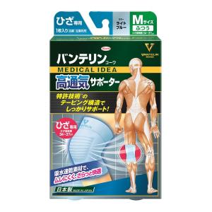 (送料無料・まとめ買い×30個セット)興和 バンテリンコーワ 高通気サポーター ひざ 右脚・左脚共用 Mサイズ ふつう ライトブルー