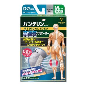 (送料無料・まとめ買い×30個セット)興和 バンテリンコーワ 高通気サポーター ひざ 右脚・左脚共用 Mサイズ ふつう シルバーグレー