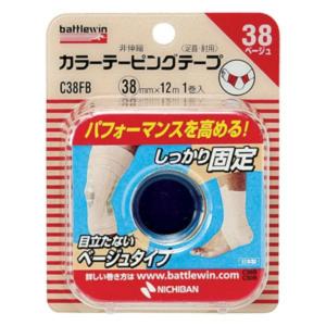(送料無料・まとめ買い×72個セット)ニチバン バトルウィン カラー テーピング ベージュ 足首・肘用 C38FB 38mm × 12m 1巻入