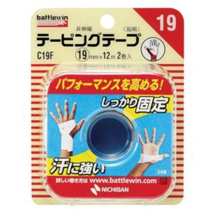 (送料無料・まとめ買い×72個セット)ニチバン バトルウィン 非伸縮 テーピング テープ 指用 CHー19F 19mm × 12m 2ロール入