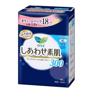 【送料無料】花王 ロリエ しあわせ素肌 ボリュームパック 多い夜用 30cm 羽つき 18コ入 医薬部外品 生理用紙ナプキン 1個｜atlife