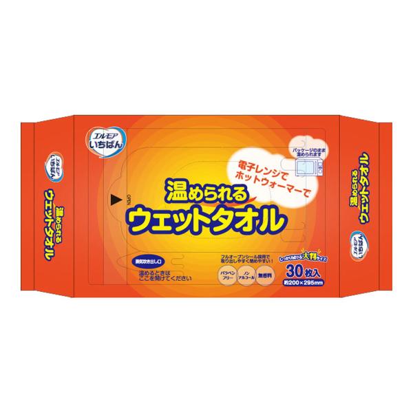 【送料無料】カミ商事 エルモア いちばん 温められるウェットタオル 30枚入 1個