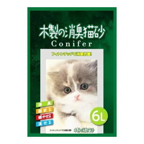 【送料無料】コーチョー 木製の消臭 猫砂 コニファー 6L 1個