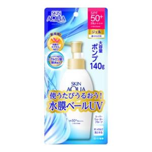 【送料無料】ロート製薬 スキンアクア スーパーモイスチャー ジェル ポンプ 140g 顔・からだ用 SPF50+ PA++++ 1個｜atlife