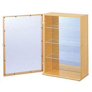 コレクションケース 6段 天然木 ウッド 飾り棚 背面ミラー 幅33cm