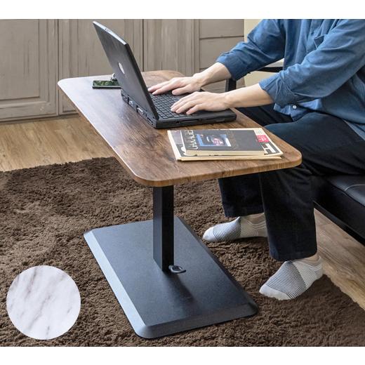 昇降デスク W90 リフティング ダイニング テーブル PCデスク 作業台 マーブル 木目 ブラウン...