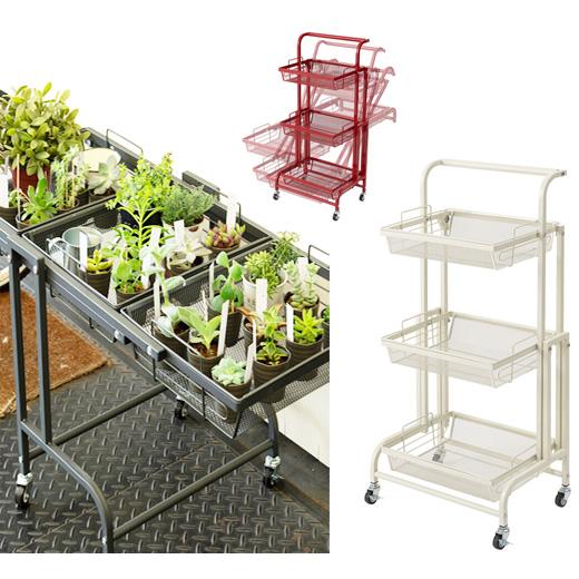 キッチンワゴン メッシュ カゴ キャスター 3段 収納 ワイヤー ディスプレイ シンプル おしゃれ ...