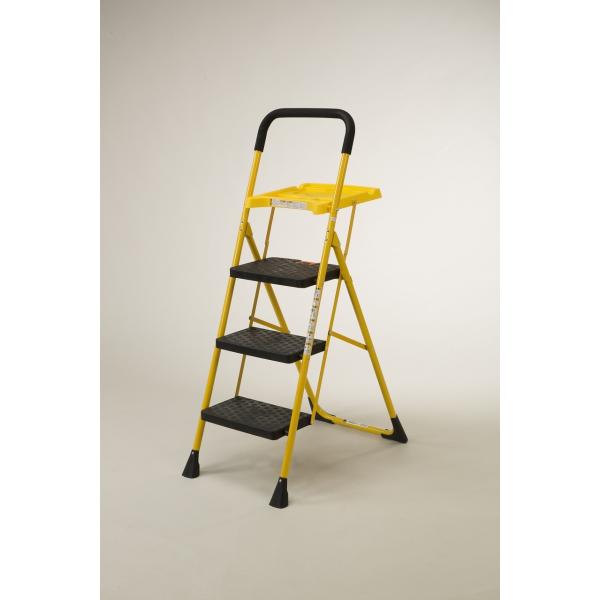 便利なトレー付き折りたたみ脚立　3段タイプ　TAN-943（作業 仮置きトレイ 脚立 踏台 はしご ...