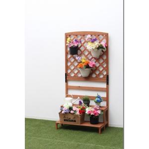 木製ラティスフェンス付きフラワースタンド 2段 TAN-993-2 - 最安値