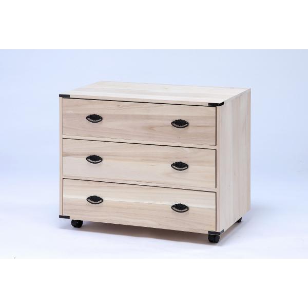 キャスター付き桐タンス 　幅75cm3段タイプ（TAN-166-75-3）（収納家具,チェスト,キャ...