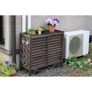 木製エアコン室外機カバー TAN-980(エアコンカバー おしゃれ ベランダ 雨 雪 日よけ 白 D...
