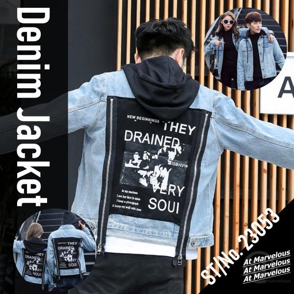 Gジャン メンズ ユニセックス レディース 春物 アウター バックモチーフ デニム ジャケット スト...