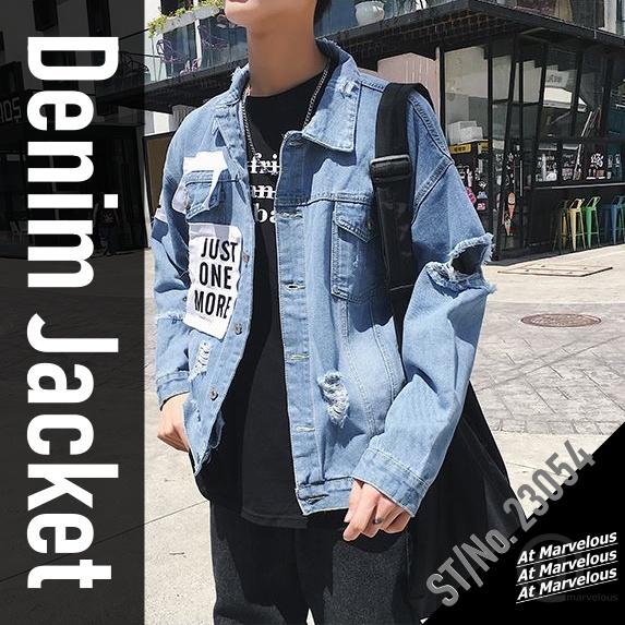 Gジャン メンズ クラッシュ デニム ジャケット 春物 アウター ダメージ 韓国ファッション