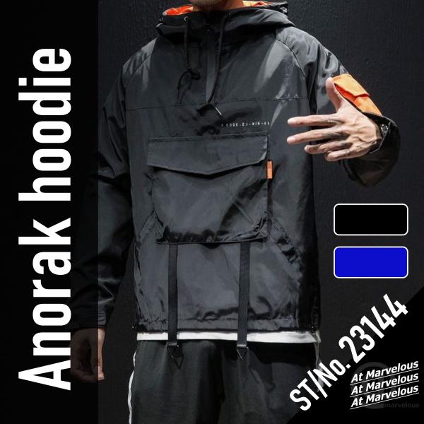 アノラックパーカー ストリート アウトドア メンズ フード プルオーバー ジャケット トップス