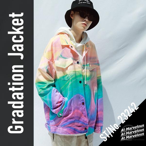 グラデーション ジャケット メンズ アウター ストリートファッション メンズアウター ストリート系 ...