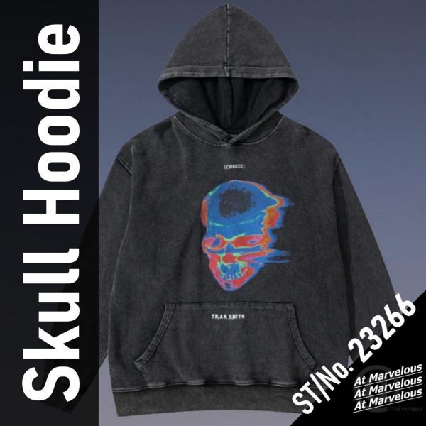 スウェットパーカー プルオーバー メンズ トレーナー 裏毛 スカル トップス スエット ブランド 黒...