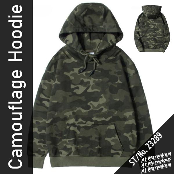 フードパーカー 長袖 裏毛 フーディ スウェット プルオーバー メンズ カジュアル 迷彩 ミリタリー...