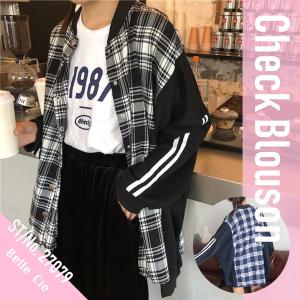 チェック スウェット 切り替え ブルゾン レディース アウター ジャケット ビックシルエット 袖ライン オーバーサイズ 韓国ファッション 春 秋 Zutty 通販 Yahoo ショッピング