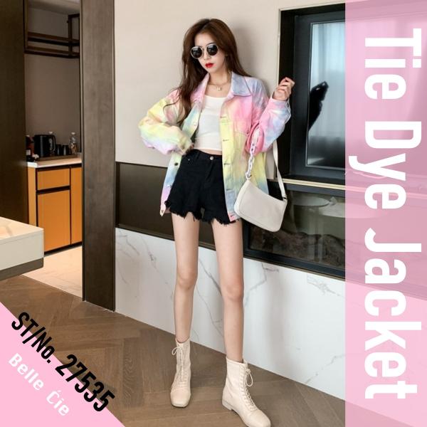 タイダイ ジャケット レディース カラフル ムラ染めツイル Gジャン アウター 秋 冬 春 ダンス ...