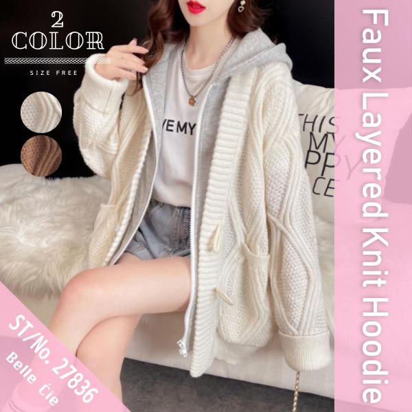 羽織り パーカー ニット スウェット パーカー セーター レディース アウター あたたかい 韓国ファ...