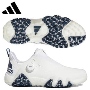アディダス コードカオス22 BOA LVL63 スパイクレス ゴルフシューズ フットウェアホワイト/クルーネイビー/クリスタルホワイト