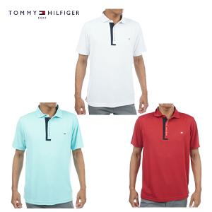「送料無料/クリアランス」トミーヒルフィガー ゴルフ THMA320 前立ロゴ 台衿付 シャツ ポロシャツ 半袖 ゴルフウェア トップス｜atomic-golf