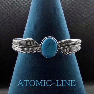 バングル ターコイズ フェザー 羽 シルバー ブレスレット bangle-T