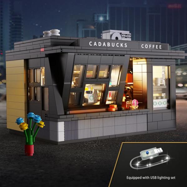 レゴ互換 ストリート コーヒースタンド・カフェ USBライト付属