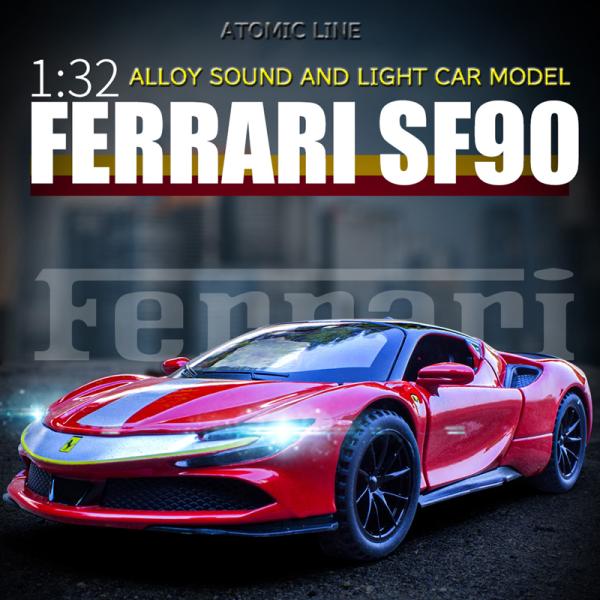 Ferrari SF90 フェラーリ 1/32 ミニカー 全4色 ライト点灯 エンジンサウンド 合金...
