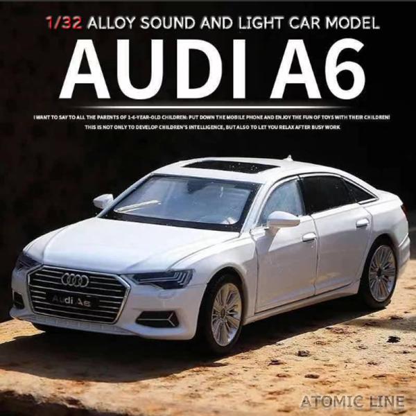 AUDI アウディ A6 1/32 ミニカー 全3色 ライト点灯 エンジンサウンド 合金モデル 模型...