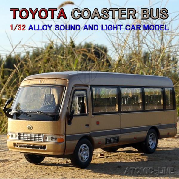 TOYOTA コースター バス 1/32 ミニカー ライト点灯 エンジンサウンド 合金モデル 模型 ...