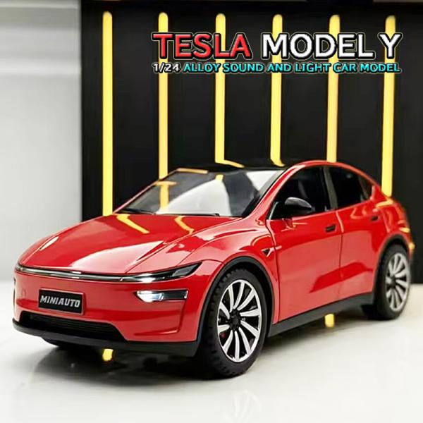 テスラ MODEL Y 1/24 ミニカー 全4色 ライト点灯 エンジンサウンド 合金モデル 模型 ...