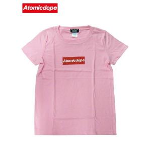 Atomicdope レディースTシャツ ピンク/赤 Atomicdope Box Logo Tee Pink/Red アトミックドープ / サイズM｜atomicdope