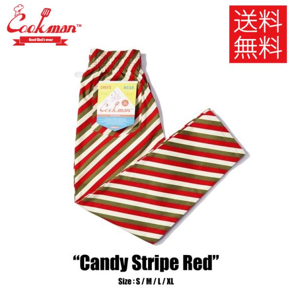 COOKMAN クックマン Chef Pants シェフパンツ Candy Stripe Red 赤...