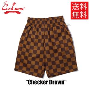 COOKMAN クックマン Short Chef Pants ショート シェフパンツ Checker Brown チェッカー ブラウン 茶 イージーパンツ メンズ レディース 男女兼用 カジュアル｜atomicdope