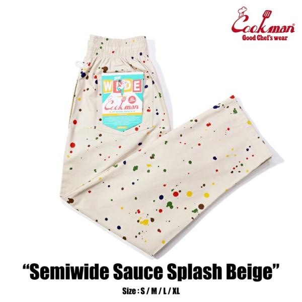 COOKMAN クックマン Semiwide Chef Pants Sauce Splash Bei...