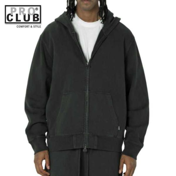PRO CLUB VINTAGE WASH ジップパーカー ヴィンテージ ウォッシュ ブラック ZI...