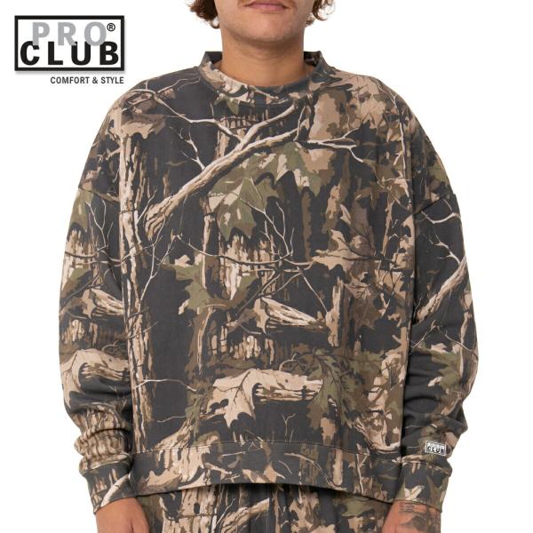 PRO CLUB HEAVYWIDE FLEECE クルーネックスウェット ツリーカモ CREWNE...