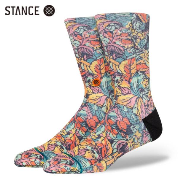 STANCE WHIPPLE BOTTOM CREW ソックス オレンジ 靴下 黒 花柄 SOCKS...