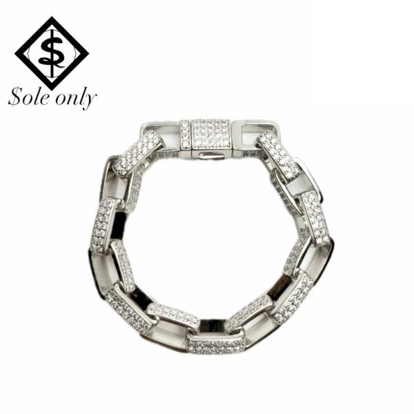 $ole only CZ Diamond 10mm ブレスレット ボックスチェーン CZダイヤ シル...