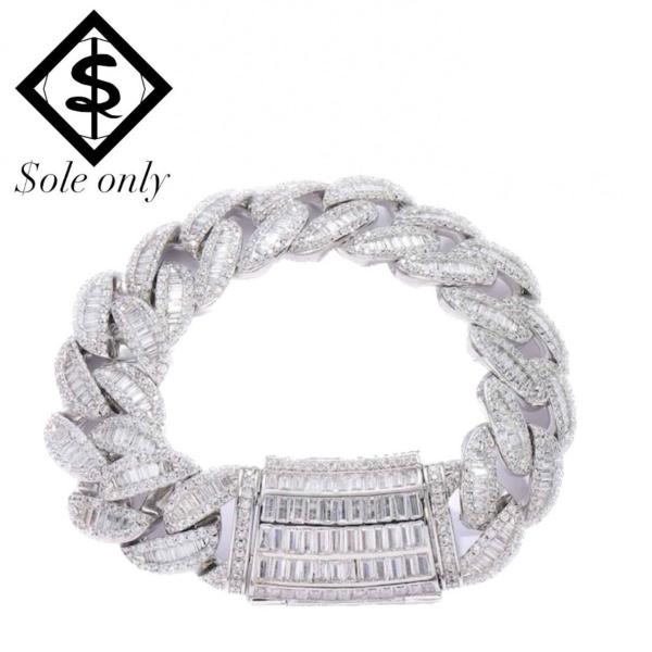 $ole only CZ Pave Diamond ブレスレット キューバ チェーン CZ パフェダ...