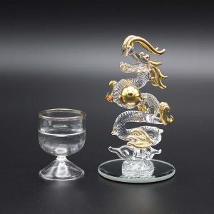昇龍 ガラス細工 水盃 セット 龍の置物 ミニ...の詳細画像1