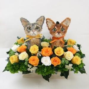 ウェルカムキャット アビシニアン プリザーブドフラワーC 結婚祝い ウエディング ギフト プレゼント