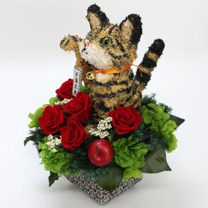 プリザーブドフラワーアレンジ 招き猫 キジトラ...の詳細画像4