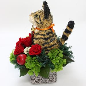 プリザーブドフラワーアレンジ 招き猫 キジトラ...の詳細画像5